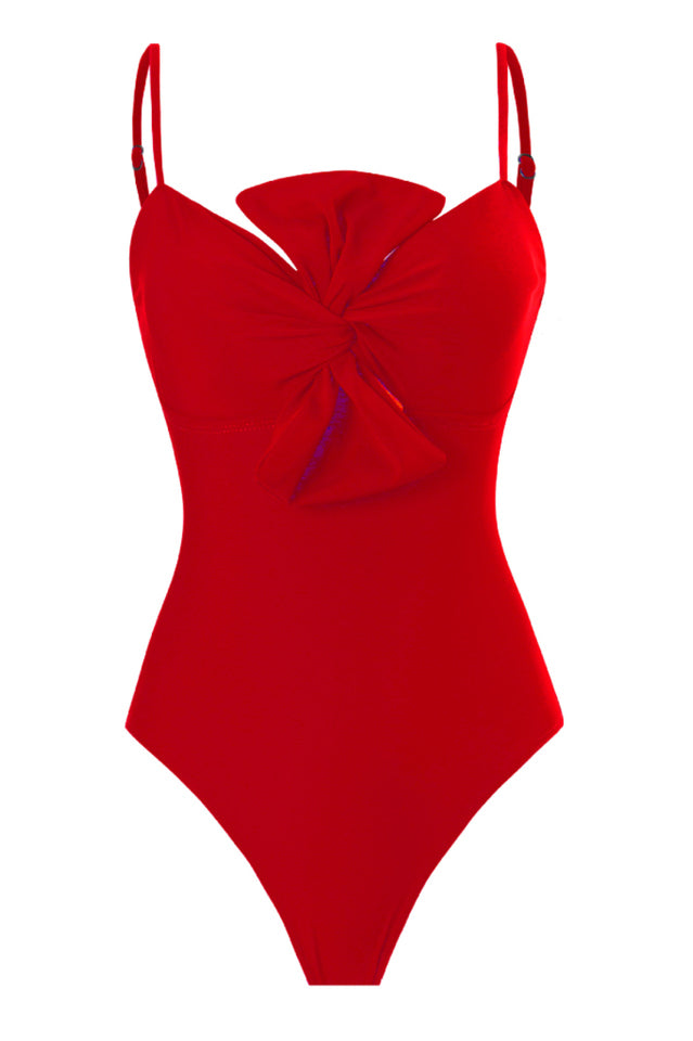 3D Bow Tie Swimsuit & Skirt Set