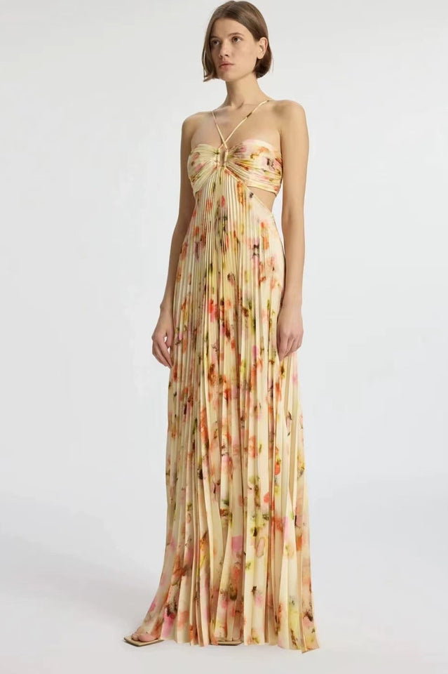 Moira Floral Cut-out Halter Maxi Dress