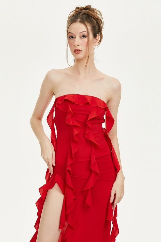 Crush Strapless Ruffle Dress