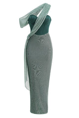 Green Celestina Draped Maxi Dress