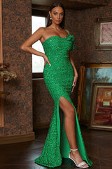 Sequins One Shoulder Slits Long Dress