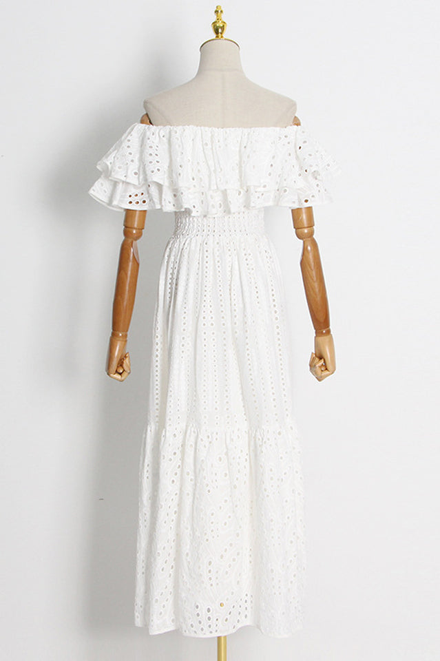 Tulum Off Shoulder Eyelet Dress