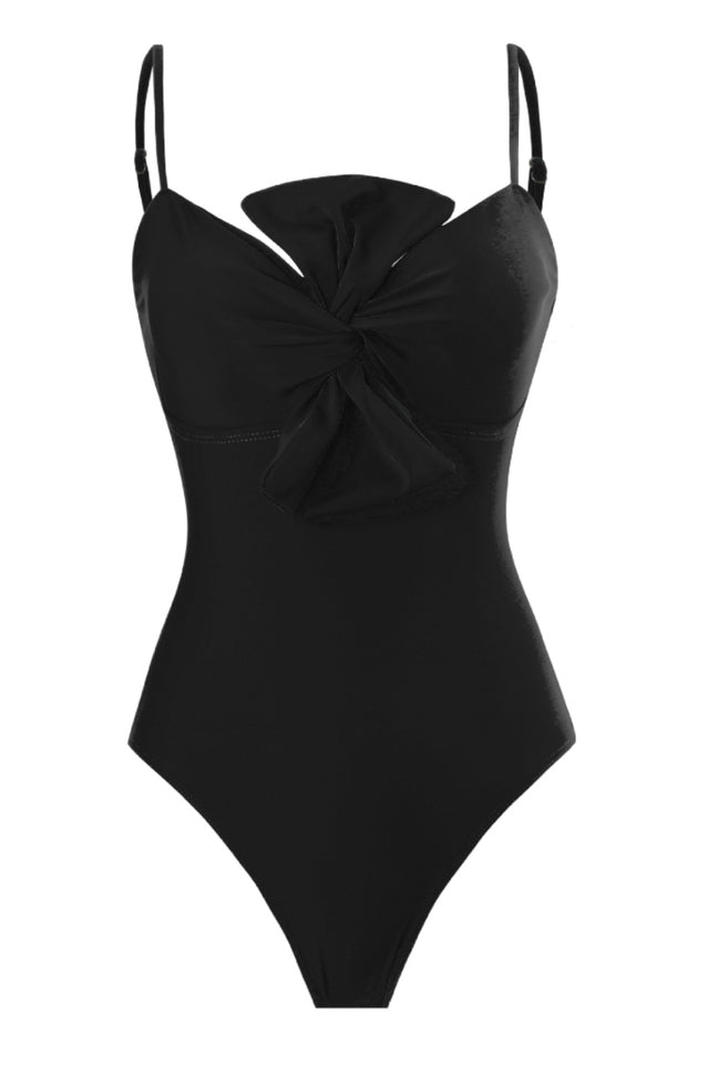 3D Bow Tie Swimsuit & Skirt Set