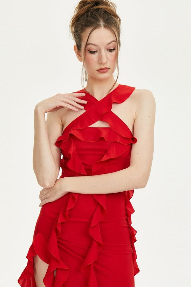 Crush Strapless Ruffle Dress