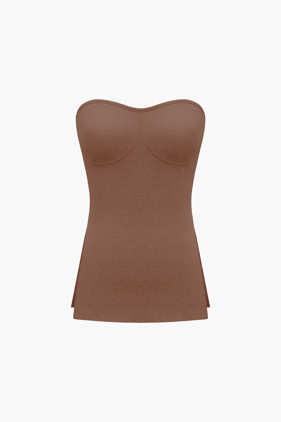 Solid Classic Knit Split Strapless Top & Shorts Set
