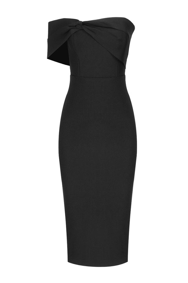 Milla Nova Draped Crepe Midi Dress