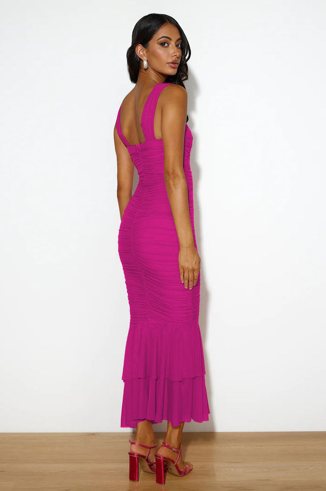 Nadia Ruched Fishtail Maxi Dress