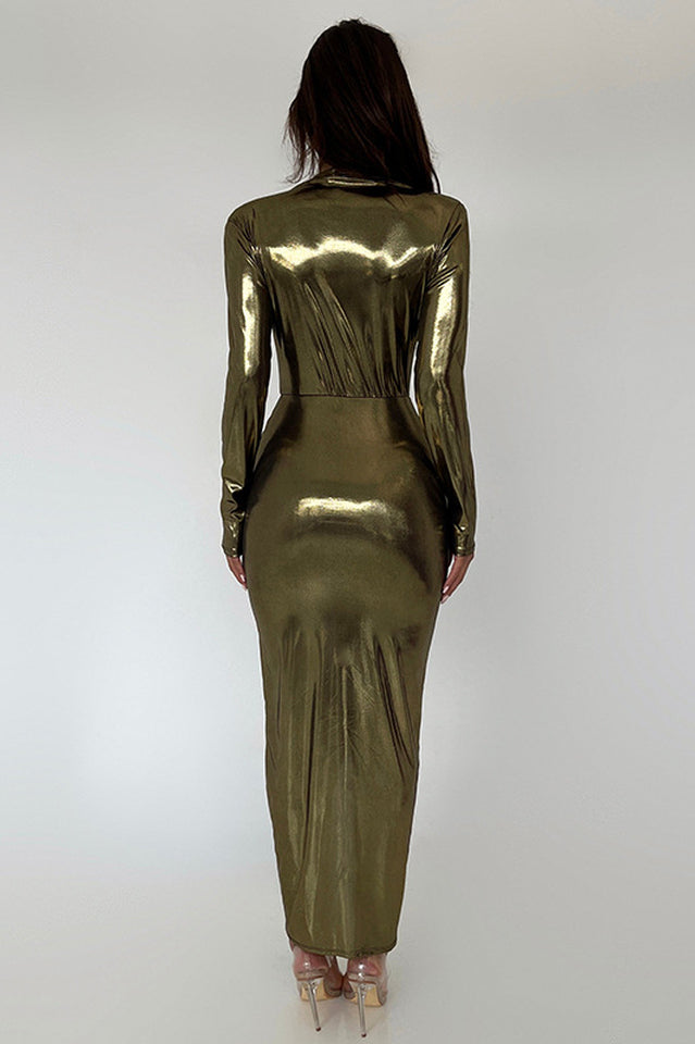 Juliette Metallic Tie Front Dress