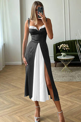 High Waist Satin Wrap Dress