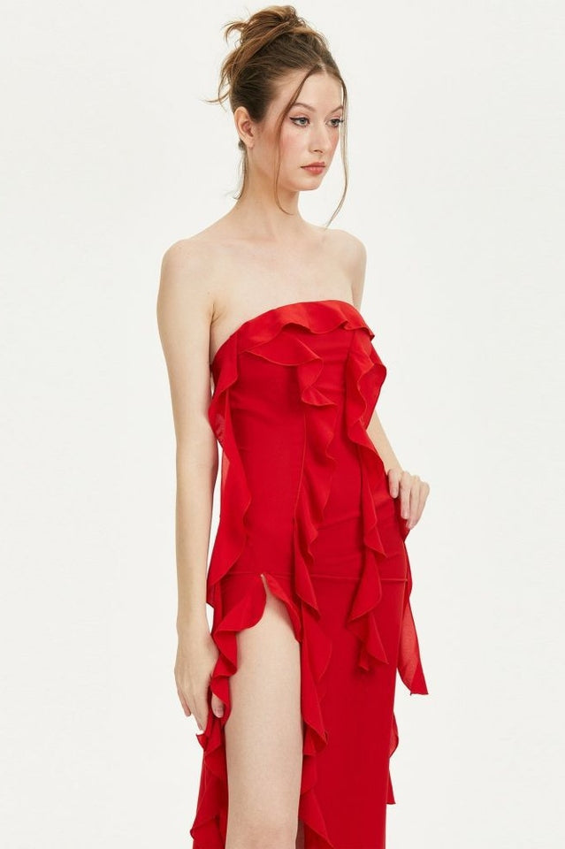 Crush Strapless Ruffle Dress