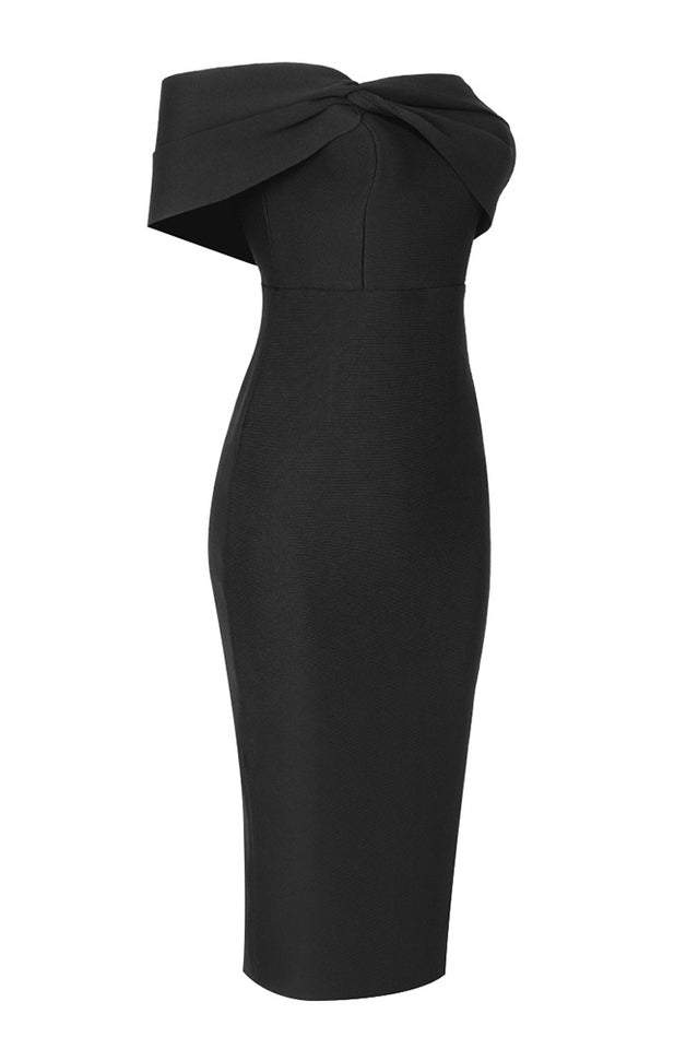 Milla Nova Draped Crepe Midi Dress