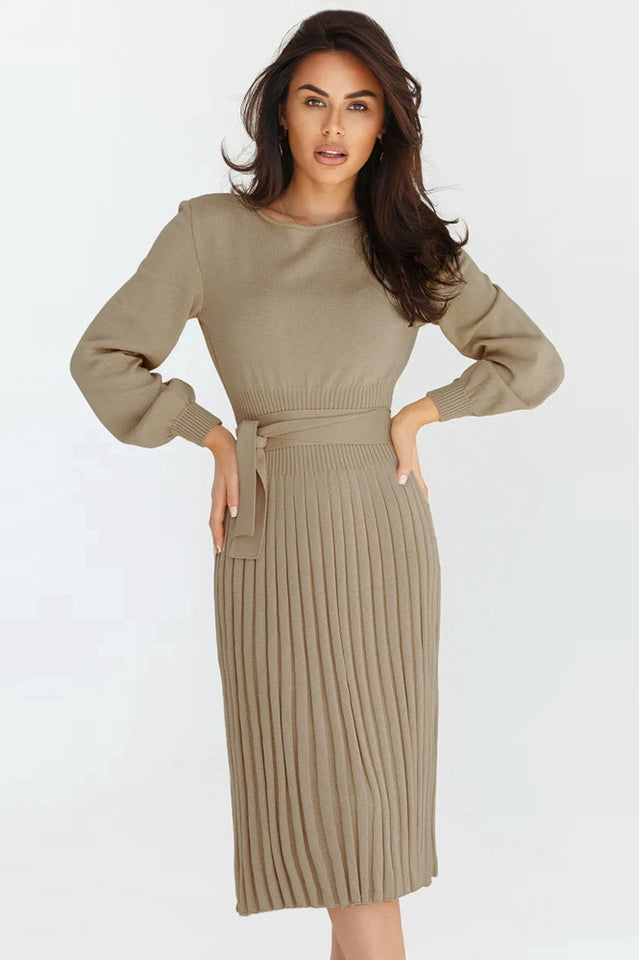 Sheath Ruched Long Sleeve Knit Dress