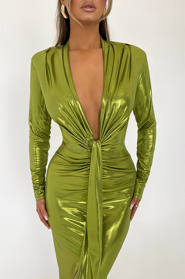 Juliette Metallic Tie Front Dress