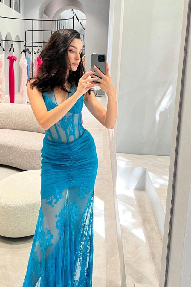 Elsa Halterneck See-through Maxi Dress