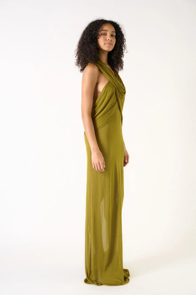 Carleigh Ruche Maxi Dress With Headscarf