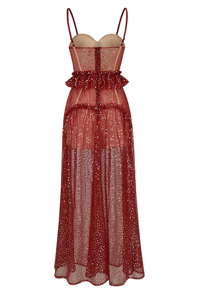 Barrett Sequined Mesh & Lace Maxi Dress