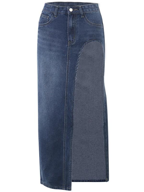 Maxi Denim Skirt with Slit