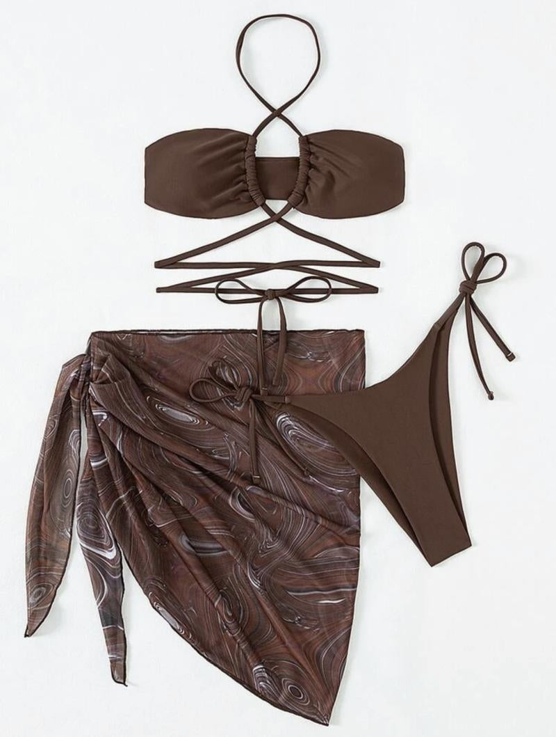 Crossover Three Piece Bikini Swimsuit