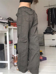 Grey 90s Vintage Cargo Pants with Cargo Pockets