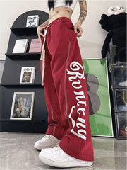 Old School Baggy Sweatpants with Letter Print