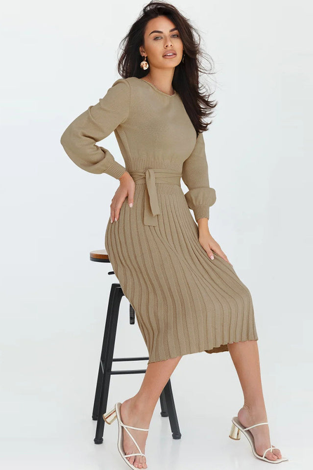 Sheath Ruched Long Sleeve Knit Dress