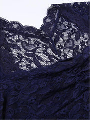 Vintage Dark Blue Lace Short Sleeve Top