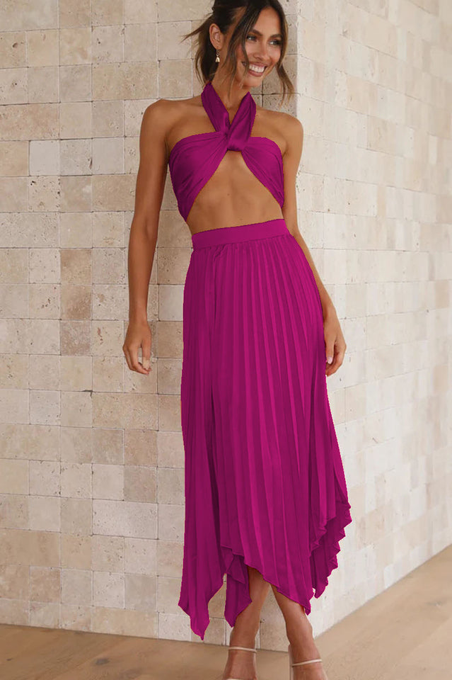 Tilley Pleated Top and Skirt Set