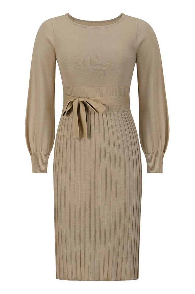 Sheath Ruched Long Sleeve Knit Dress