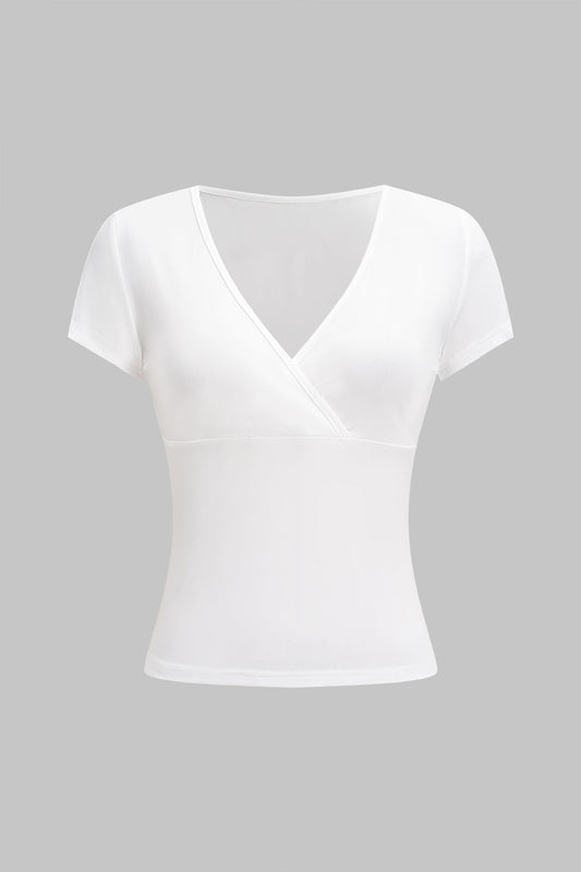 Solid V-Neck Short Sleeve T-Shirt