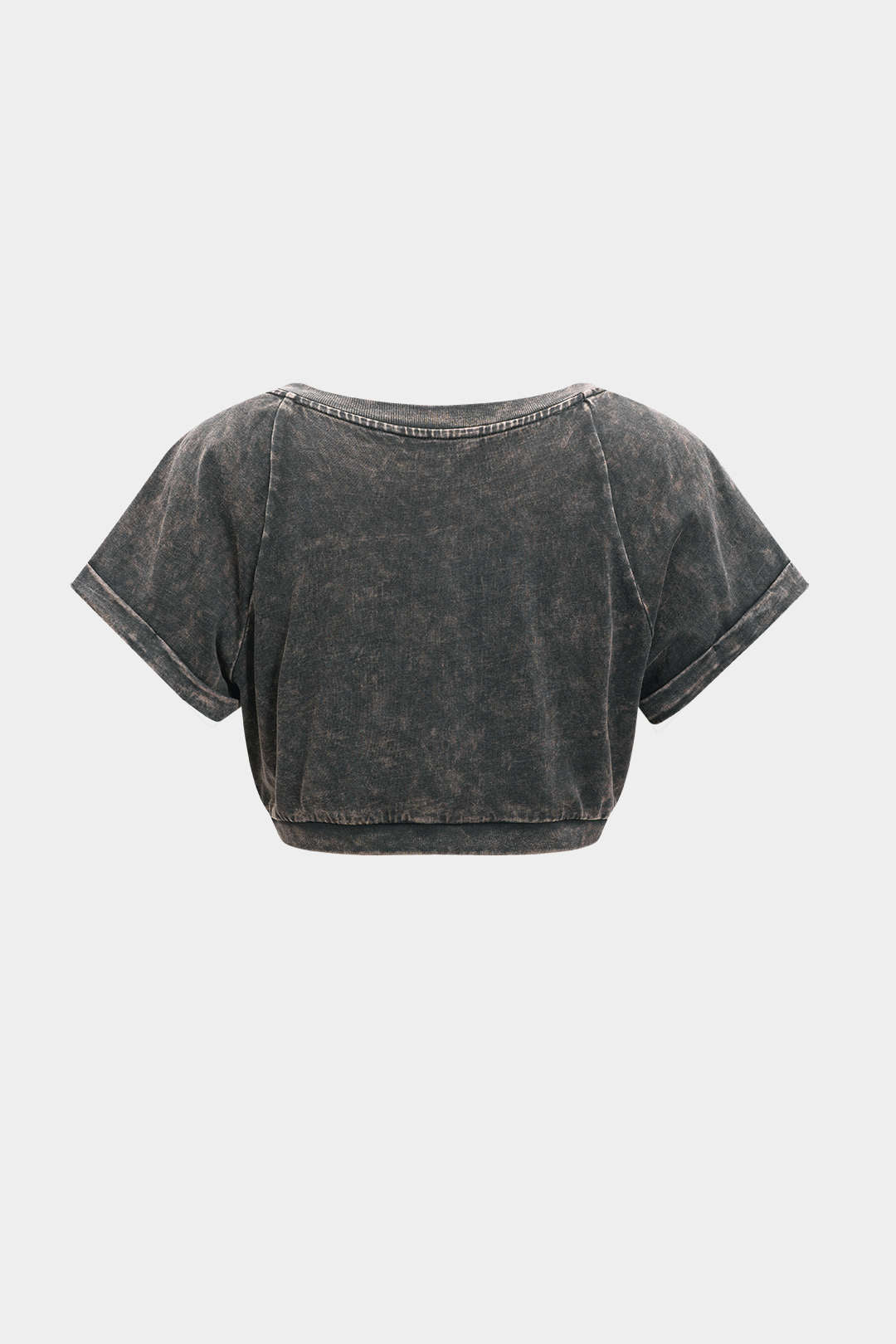 Solid Short Sleeve Crop T-Shirt