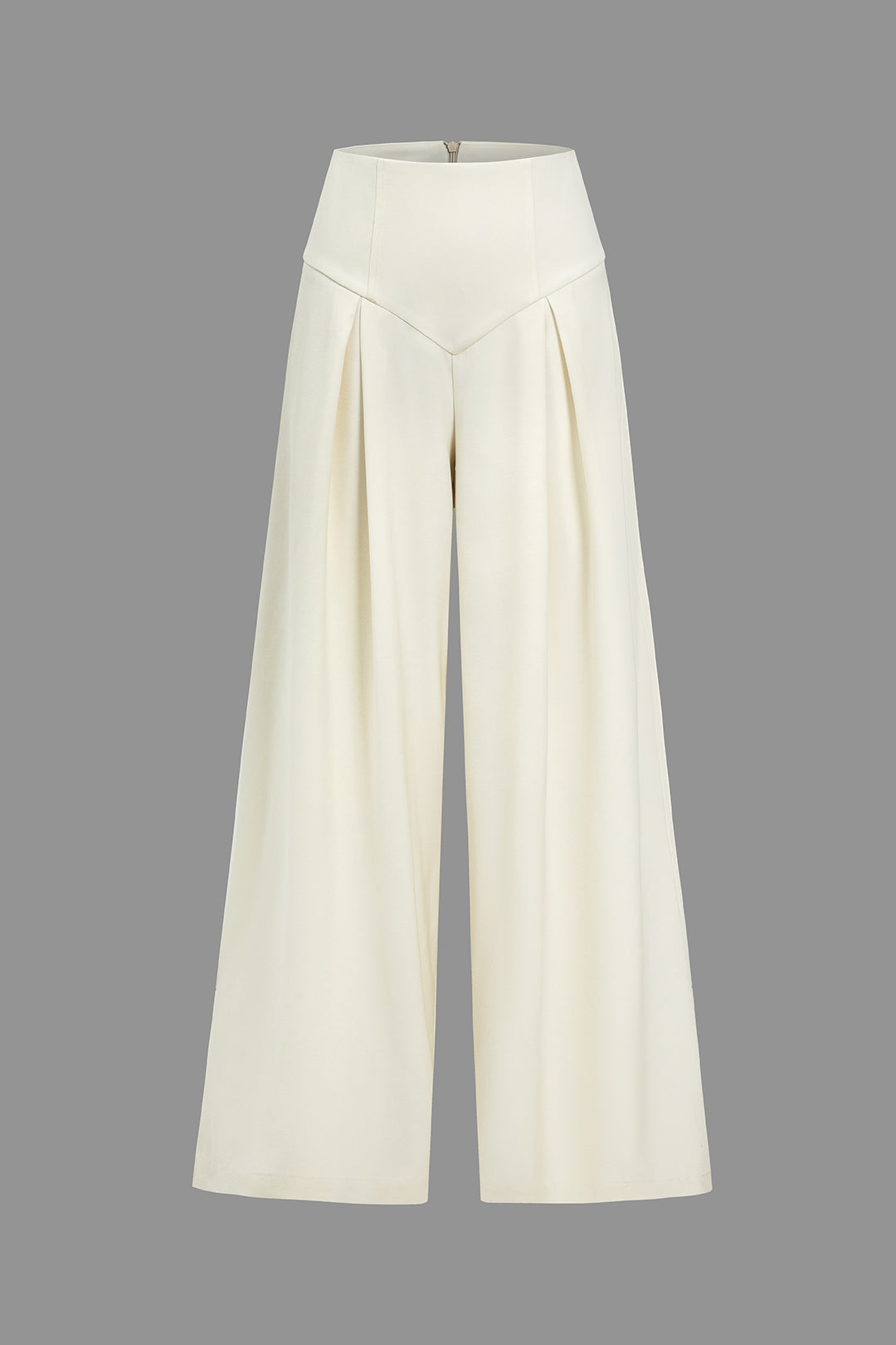 Solid Ruched Wide Leg Trousers