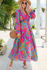 Abstract Art Tiered Maxi Dress