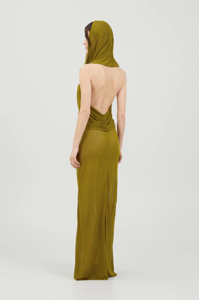 Carleigh Ruche Maxi Dress With Headscarf