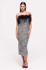 Jemma Feather Midi Sequin Dress