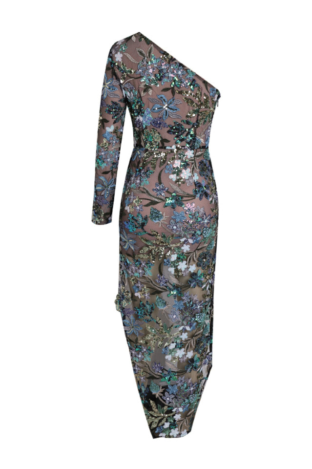 Uriela Sequin Embroidered Asymmetric Dress