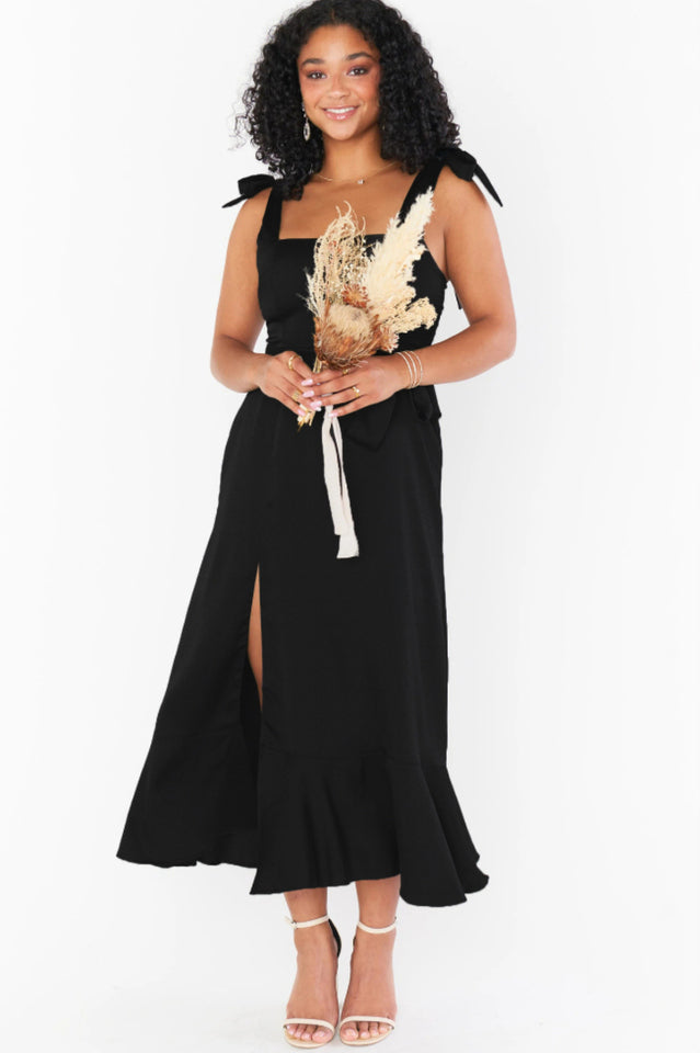 Tie Shoulder Boho Midi Dress