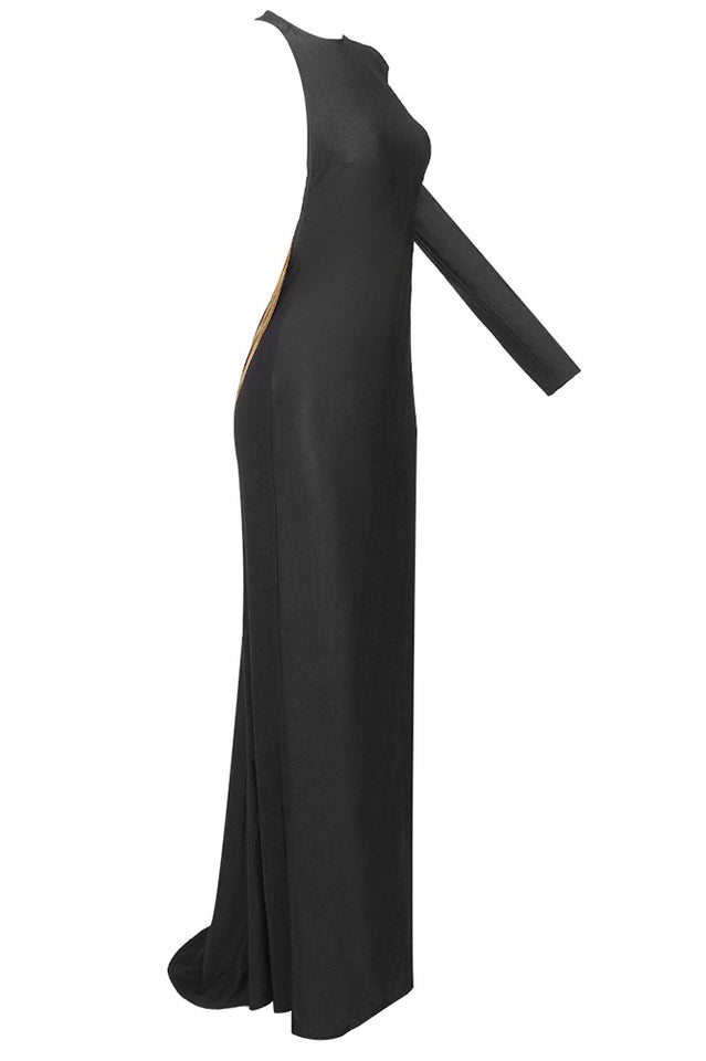 Angelou Black Backless Chain Maxi Dress