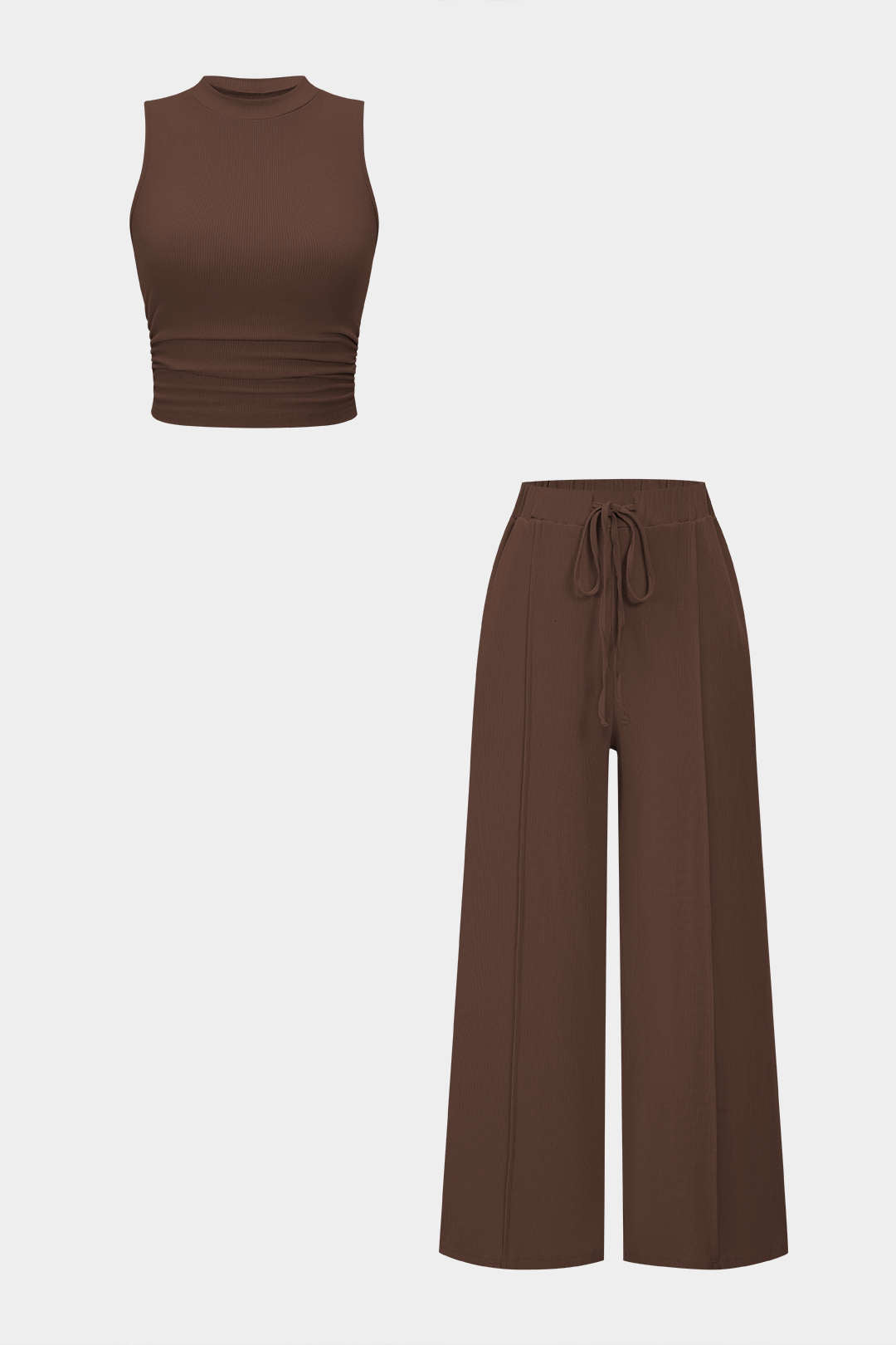 Solid Tank Top And Drawstring Trousers Set