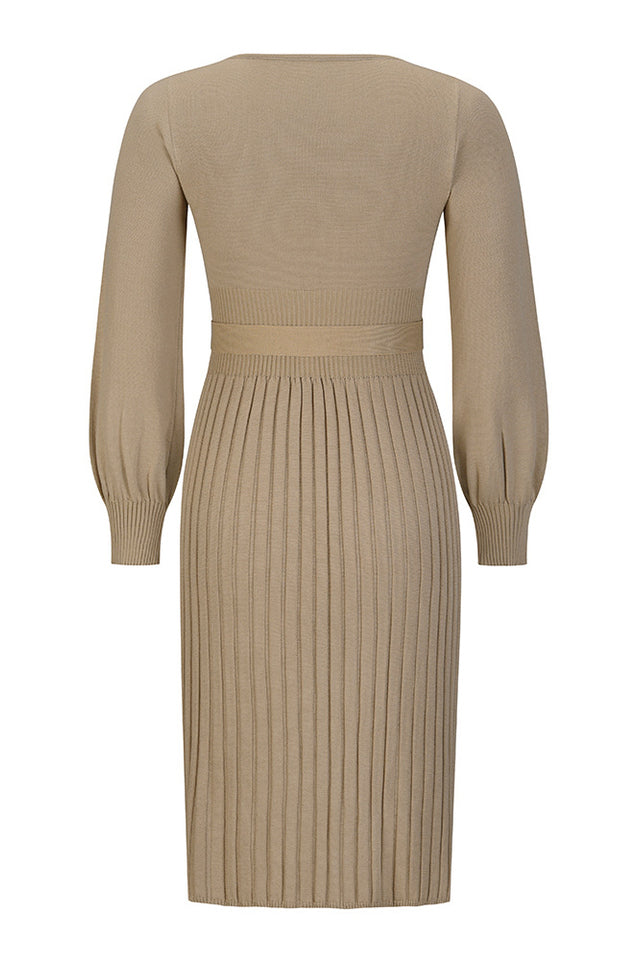 Sheath Ruched Long Sleeve Knit Dress