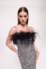 Jemma Feather Midi Sequin Dress