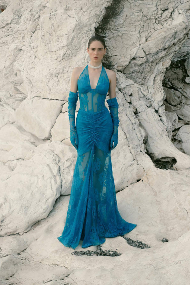 Elsa Halterneck See-through Maxi Dress