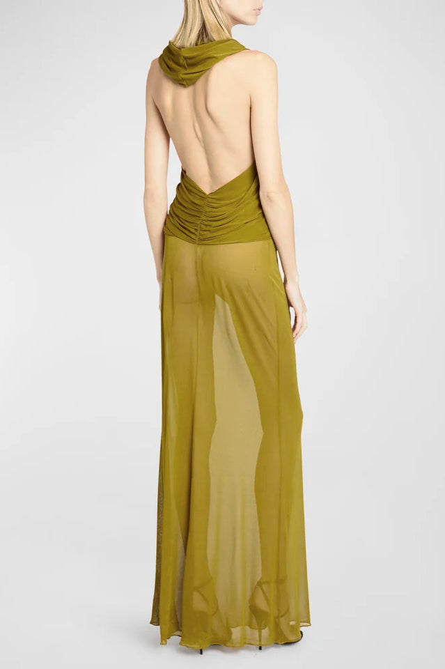 Carleigh Ruche Maxi Dress With Headscarf