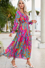 Abstract Art Tiered Maxi Dress