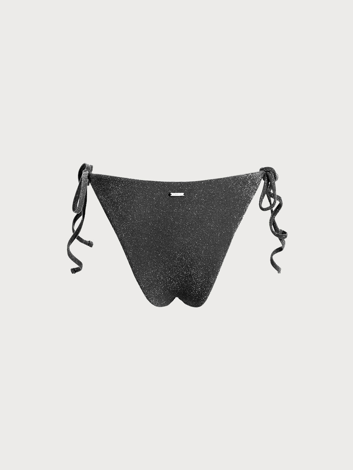 Black Lurex Tie Side Bikini Bottom