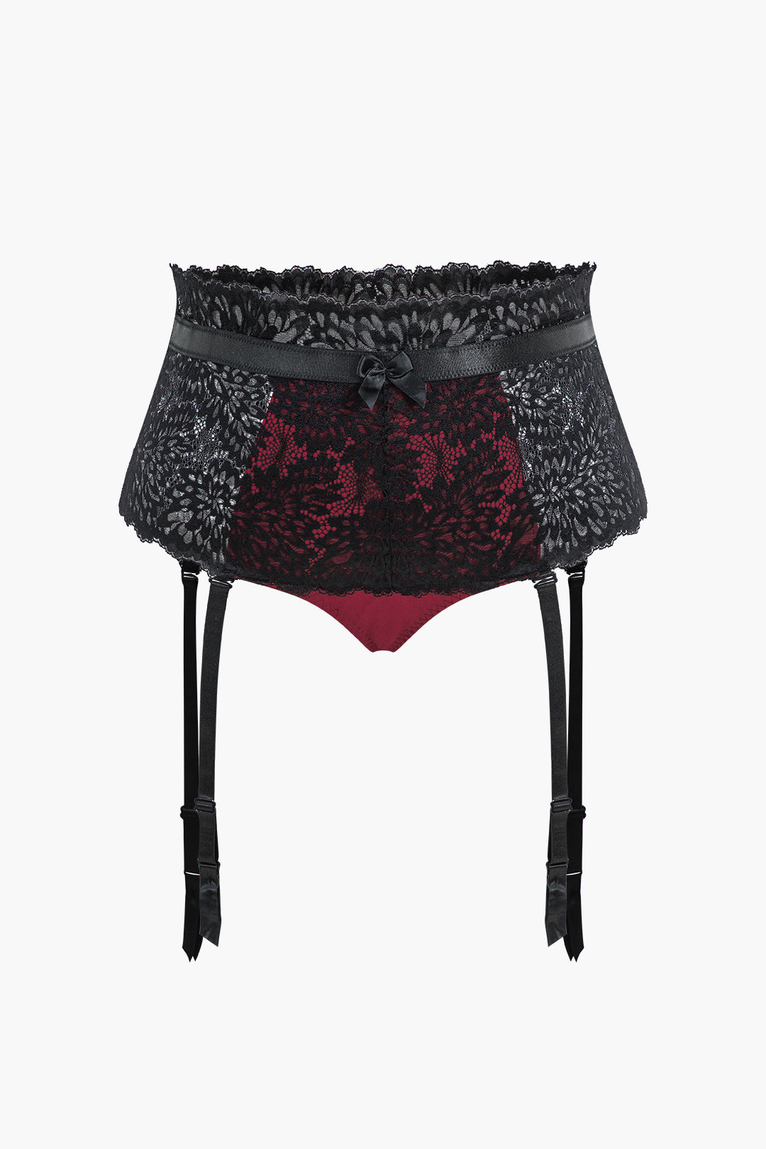 Plus Size Patchwork Tie-Up Lingerie Garter Set