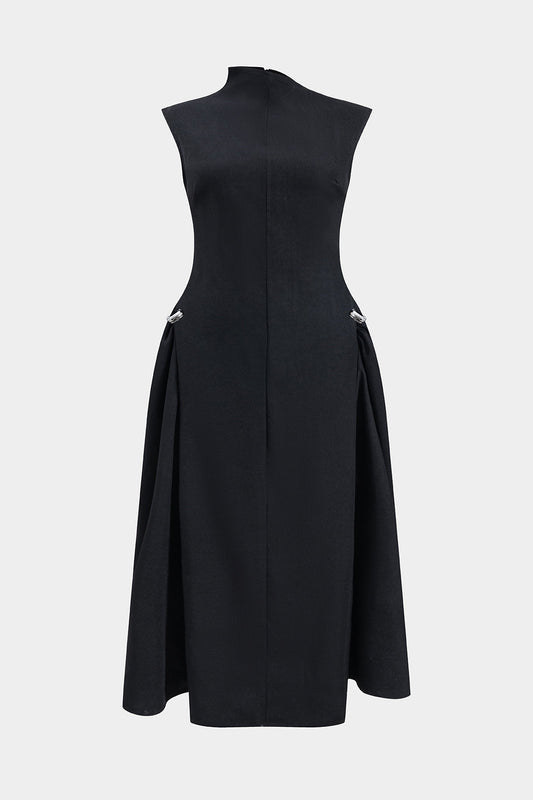Plus Size Ruched Metallic Decor Sleeveless Maxi Dress
