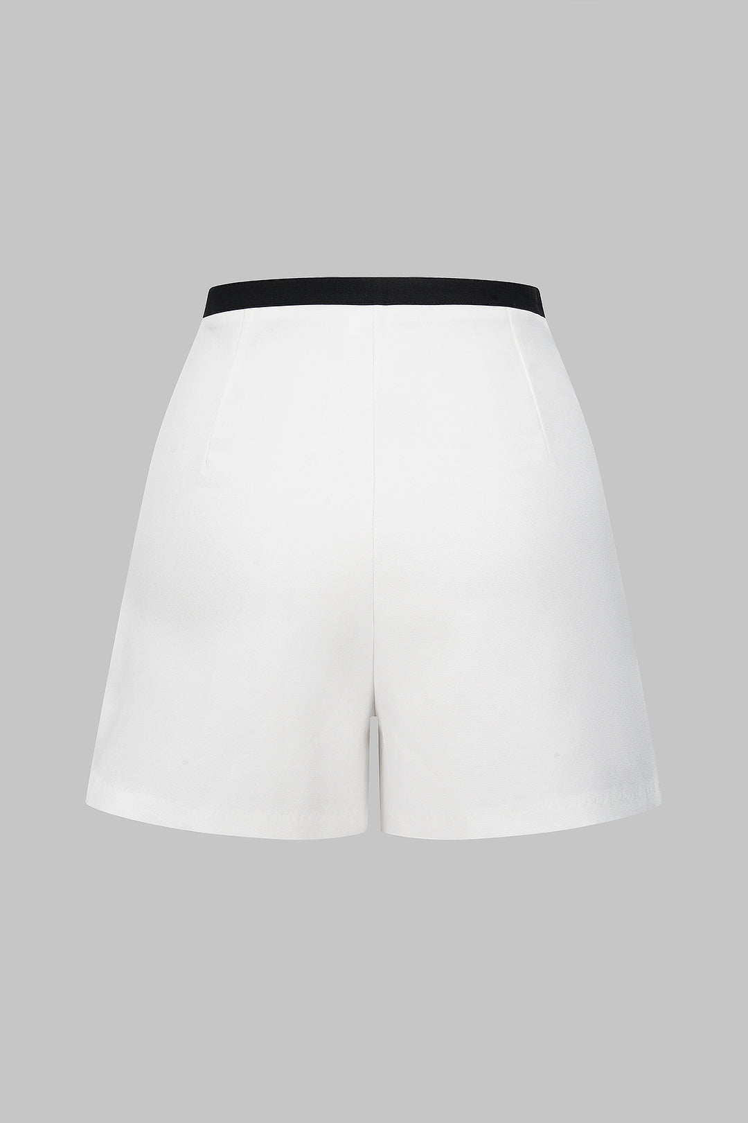 Contrast Pipiing High Waist Zipper Shorts
