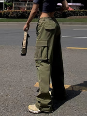 Hip Hop Cargo Pants with Multiple Pockets and Drawstring