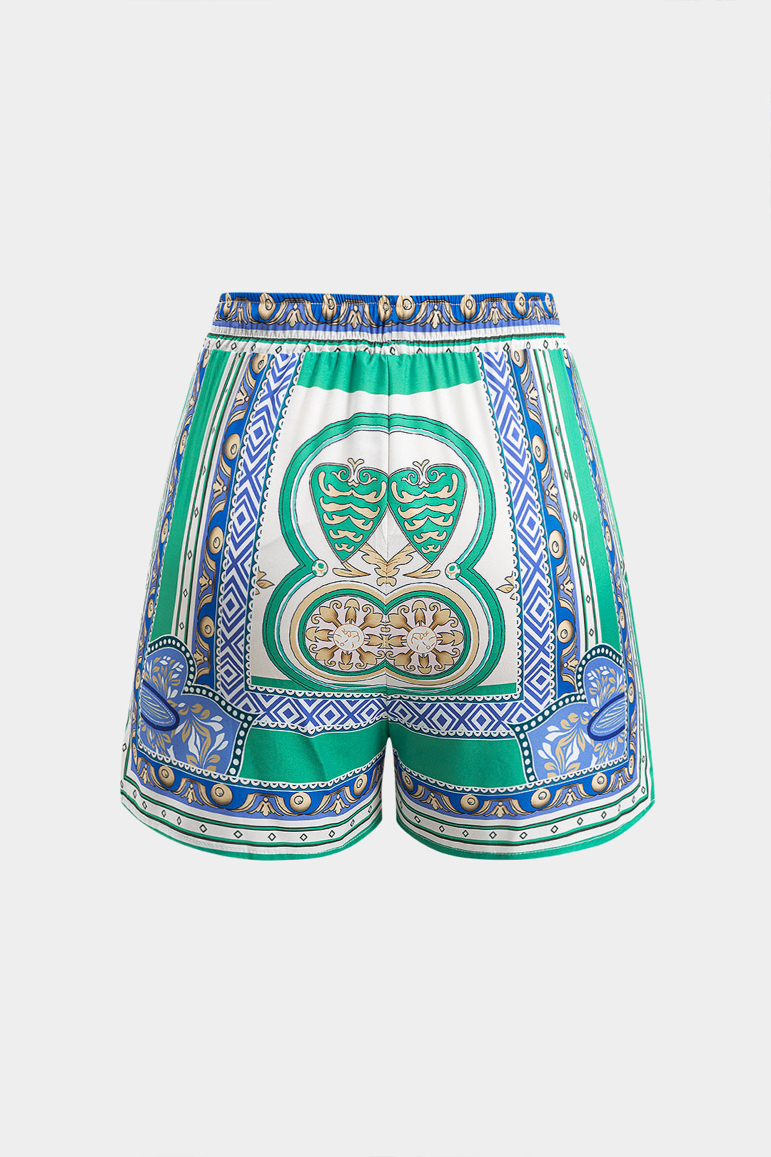 Bohemian Print Tie Front Shirt And Shorts Set