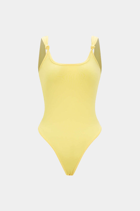 Knotted Solid Sleeveless Bodysuit